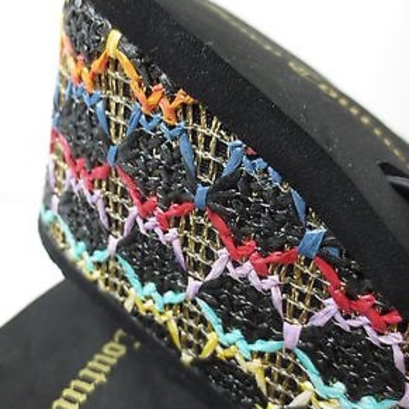 JUICY COUTURE Rainbow Braid Straw Wedge Sandals 11 - Picture 4 of 5